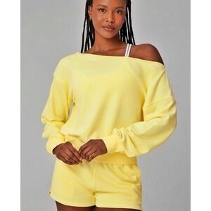 Joylab after shoulder, bright, yellow woman sweater lounge size extra large